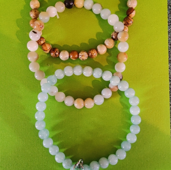 Handmade Amazonite 3 stackable bracelets - Picture 5 of 5